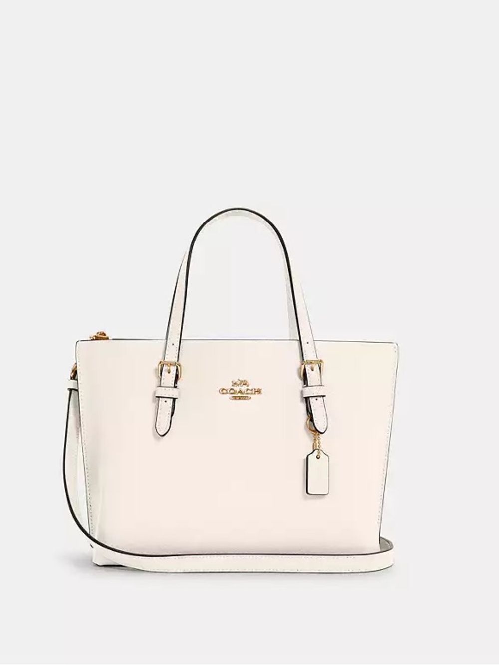 COACH Mollie Tote 25 Chalk Light Saddle Leather Crossbody Shoulder Bag